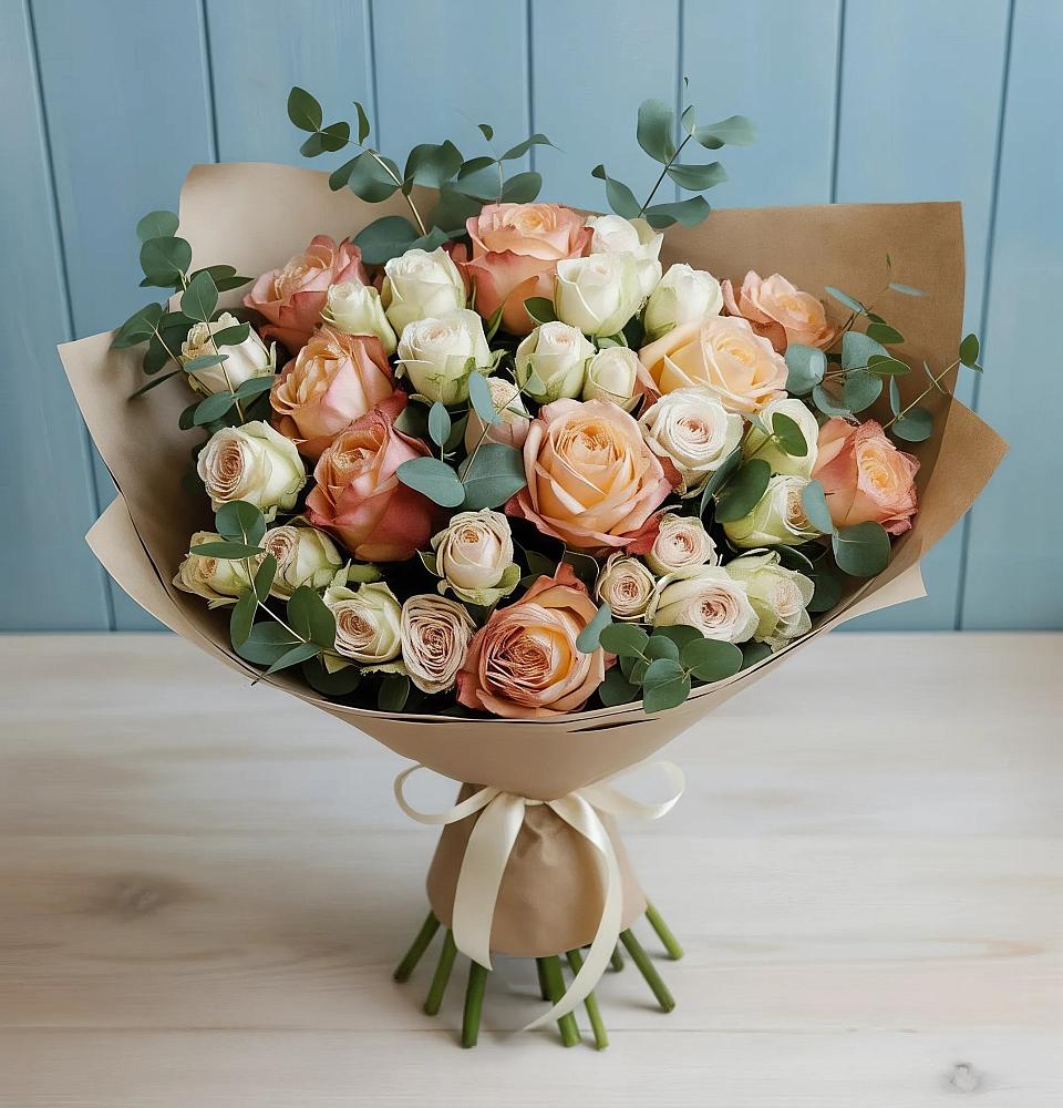 Букет цветов из: Альстромерии и Розы в Левково