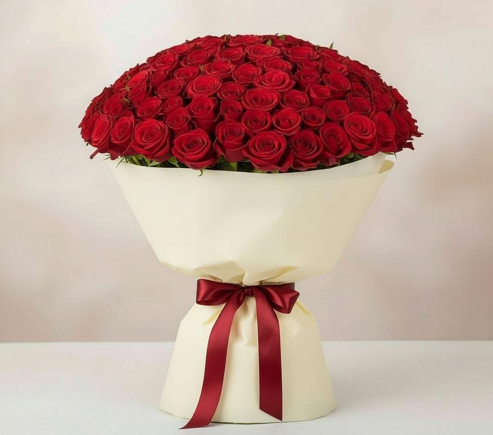 Букет 101 Красная роза Милано в Левково