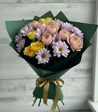 Букет цветов из:  Хризантемы и Розы в Левково