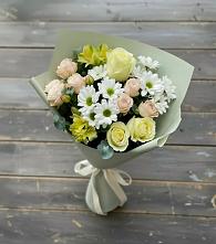 Букет цветов из:  Альстромерии, Розы и Хризантемы в Левково