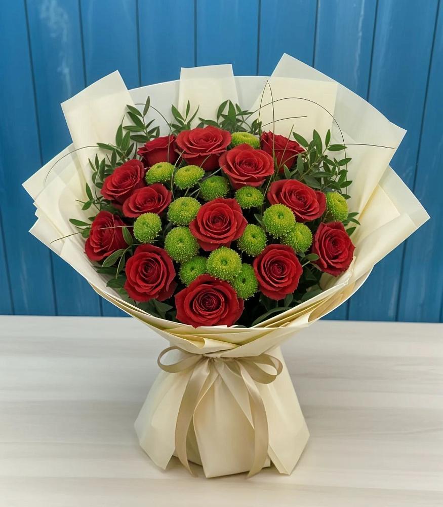 Букет цветов из: Розы и Хризантемы в Левково